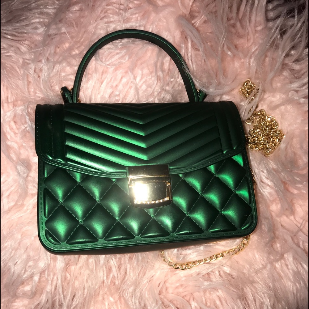 Hunter green mini cross body purse